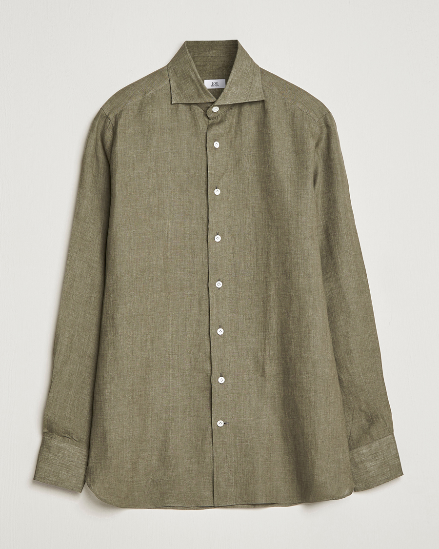 Herren | Hemden | 100Hands | Signature Linen Cut Away Shirt Green