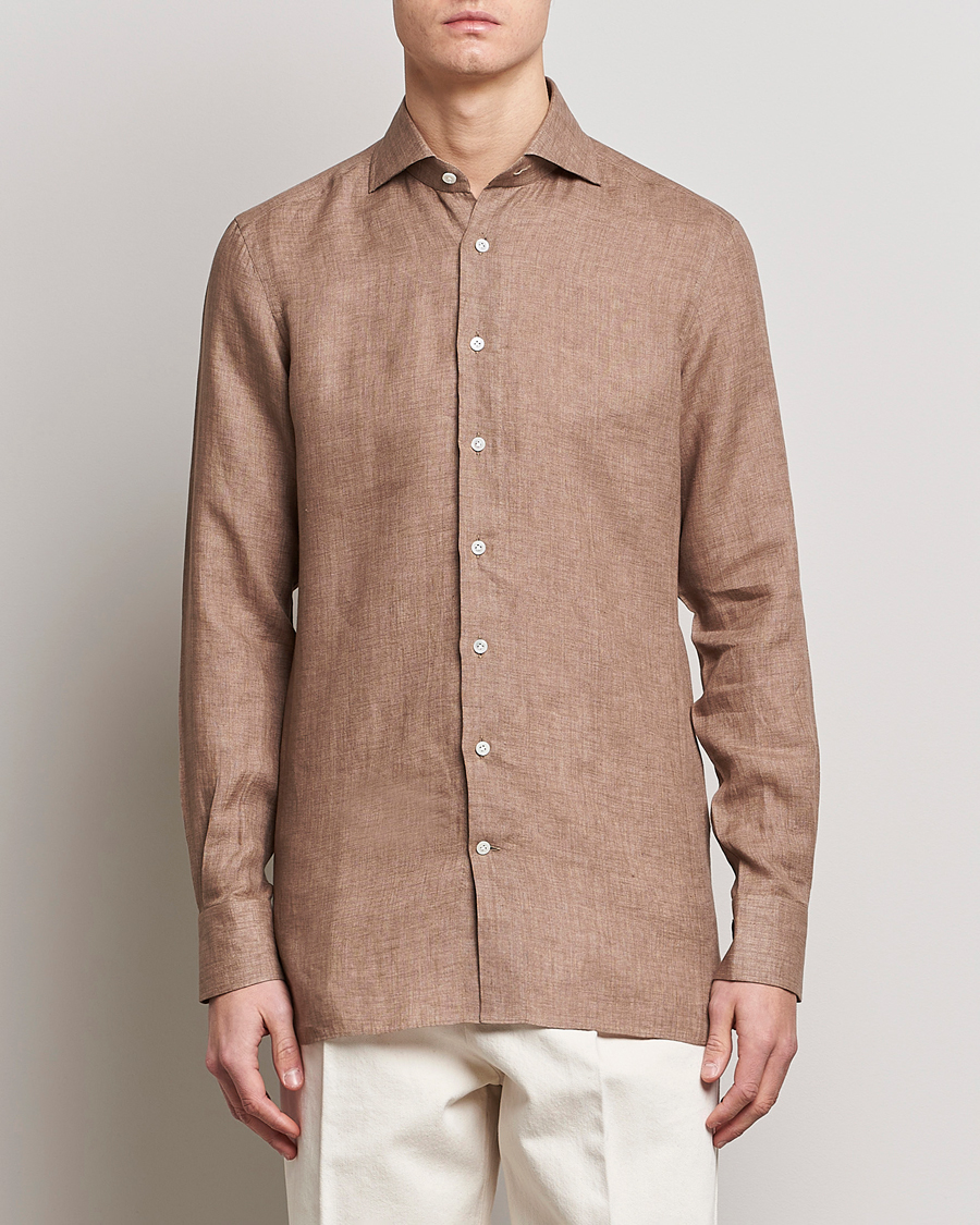 Herren | Hemden | 100Hands | Signature Linen Cut Away Shirt Taupe
