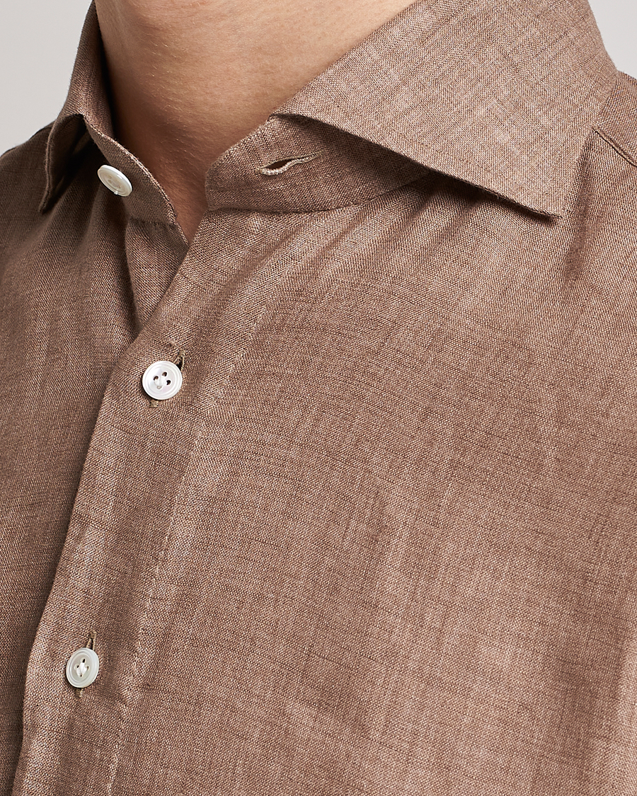 Herren | Hemden | 100Hands | Signature Linen Cut Away Shirt Taupe