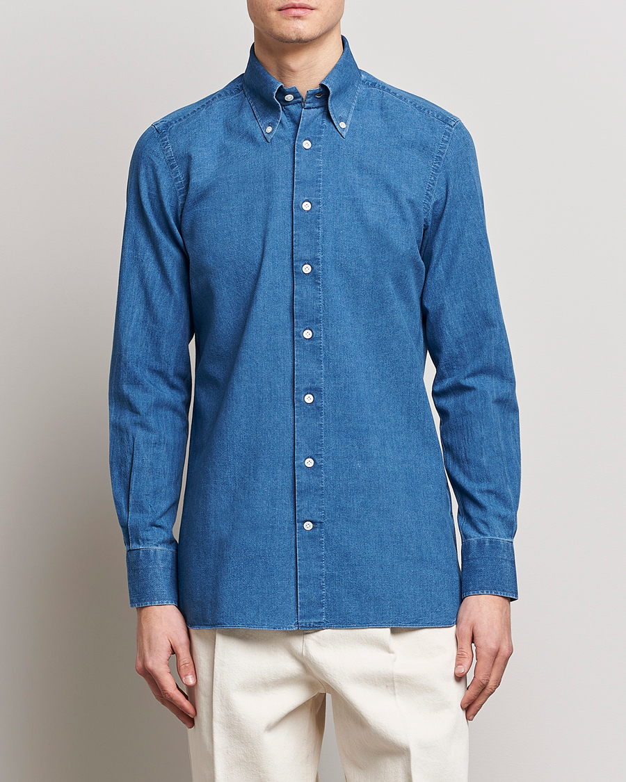 Herren | Luxury Brands | 100Hands | Japanese Denim Bata Wash Shirt Blue
