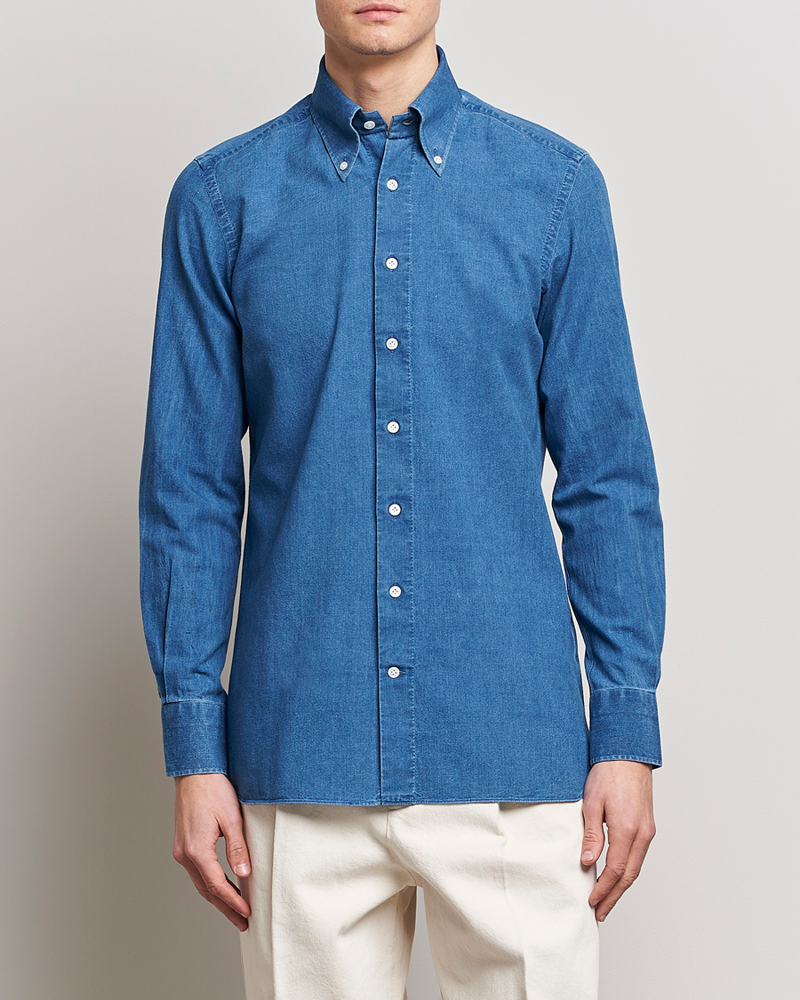 Herren | | 100Hands | Japanese Denim Bata Wash Shirt Blue