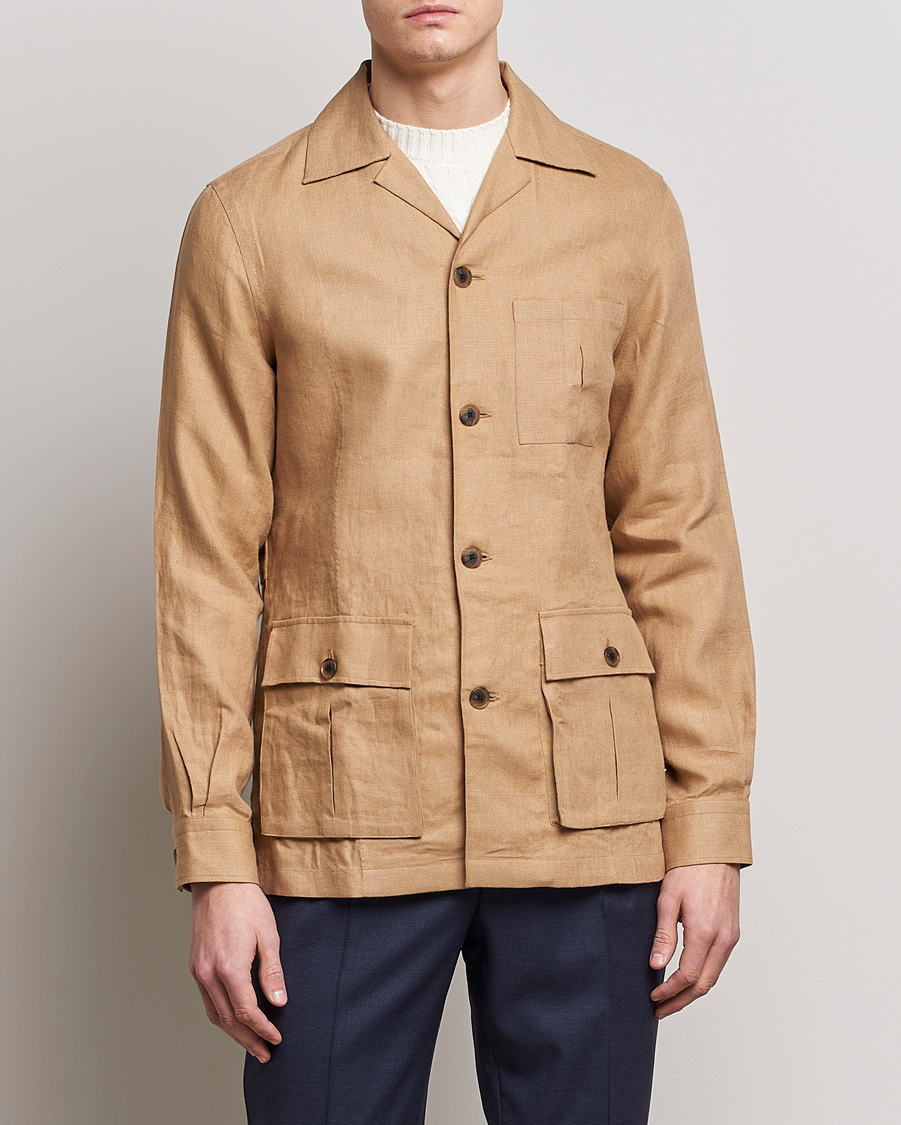 Herren | Stilvolle Jacken | 100Hands | Linen Travellers Jacket Beige