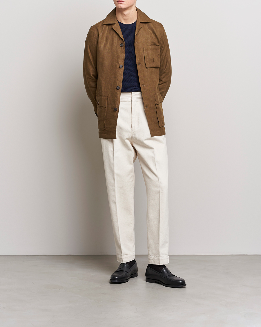 Herren | Jacken | 100Hands | Linen Travellers Jacket Green