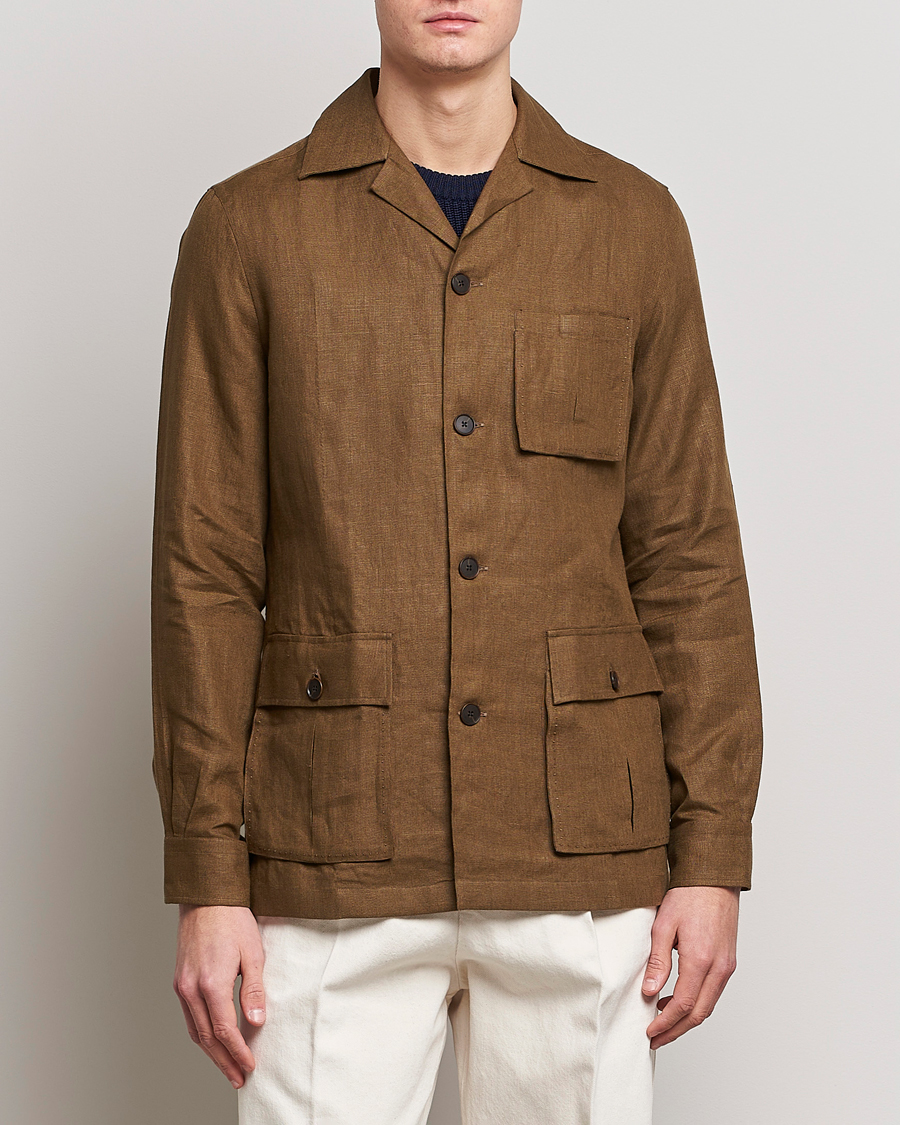Herren | Minimalistische Jacken | 100Hands | Linen Travellers Jacket Green
