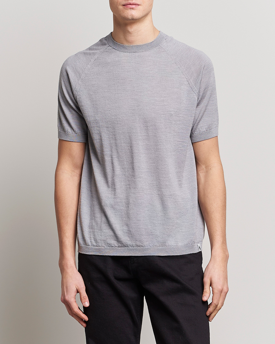Herren |  | Peregrine | Knitted Wool T-Shirt Light Grey