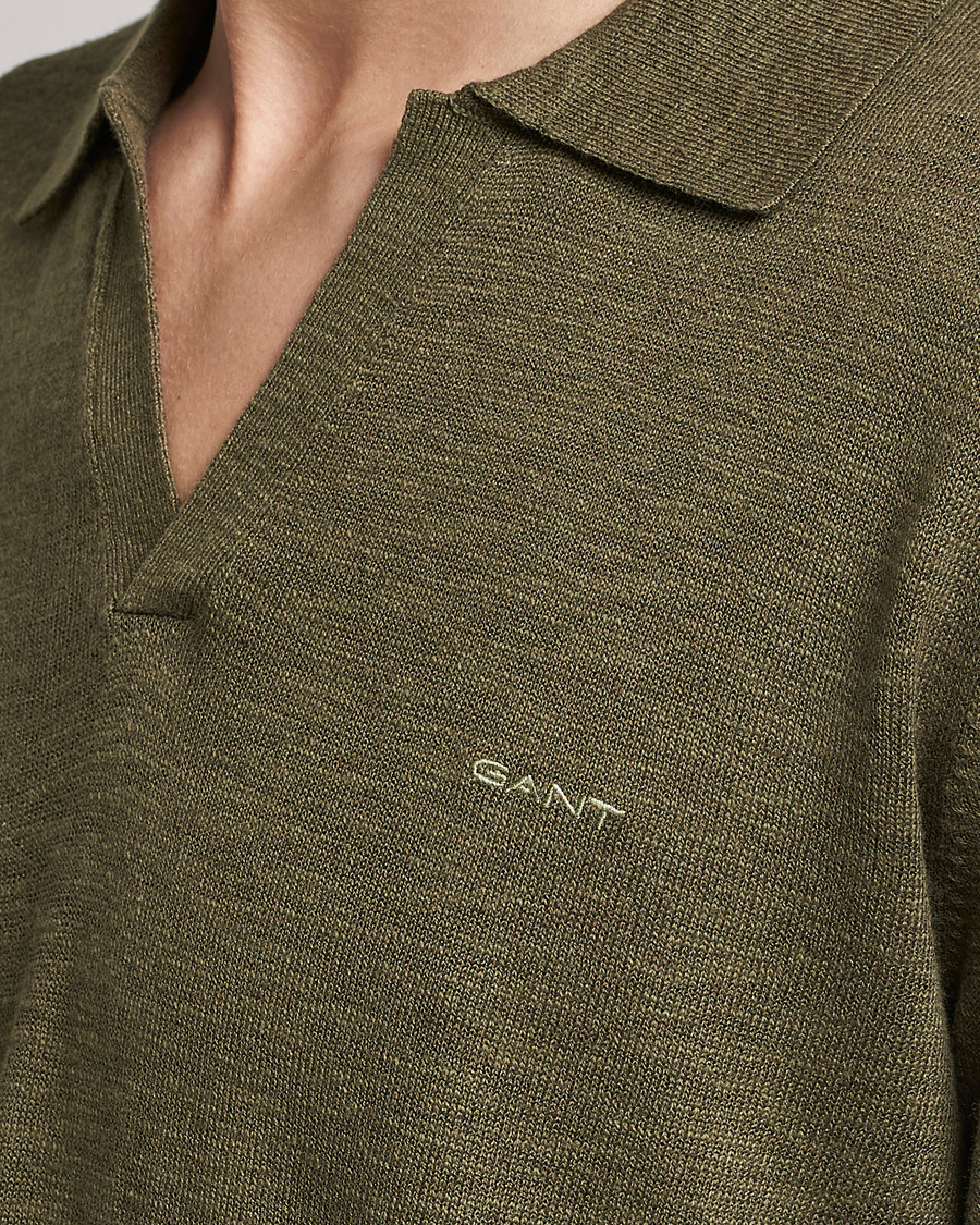 Herren | Pullover | GANT | Cotton/Linen Knitted Polo Racing Green