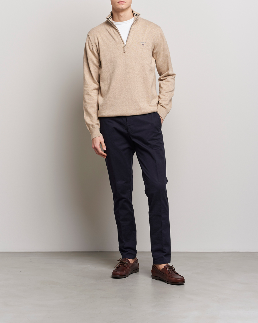 Herren | Pullover | GANT | Classic Cotton Half-Zip Sweater Sand Melange