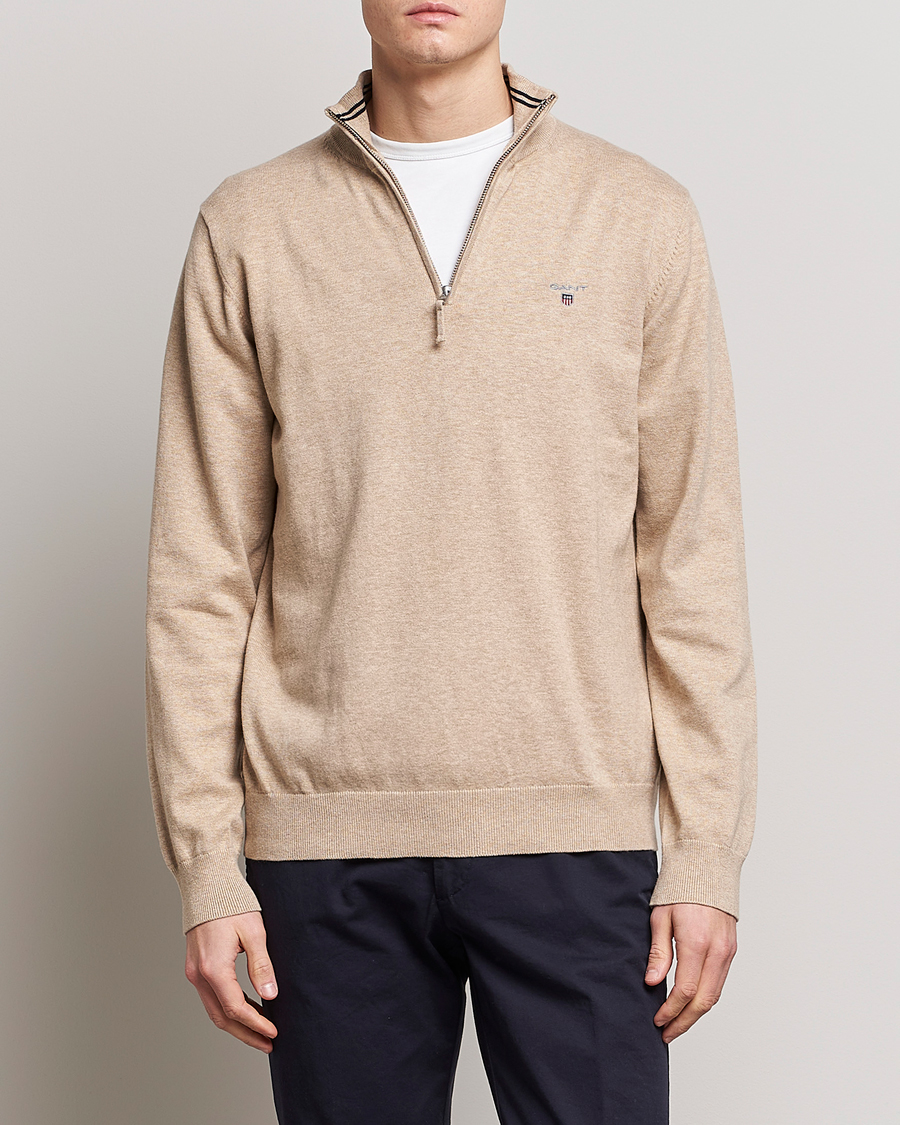 Herren |  | GANT | Classic Cotton Half-Zip Sweater Sand Melange