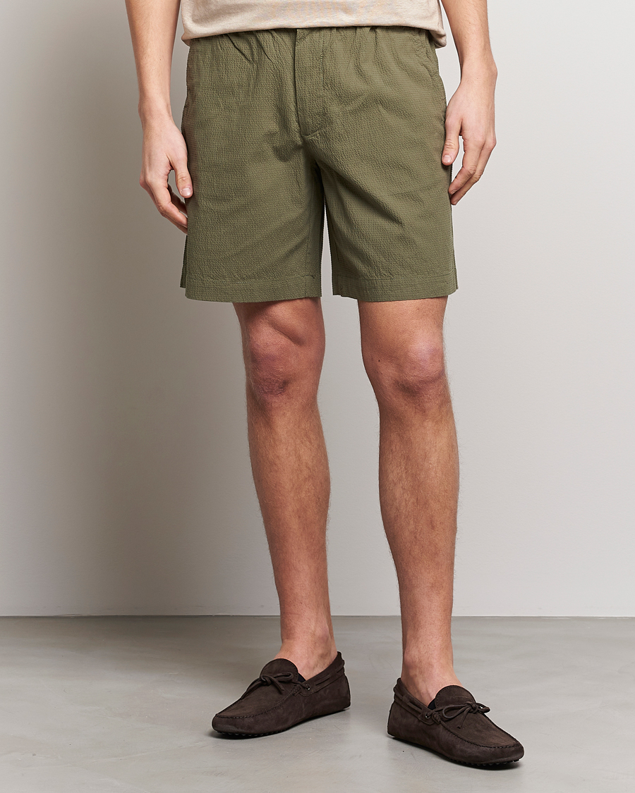 Herren | Summer | GANT | Seersucker Drawstring Shorts Racing Green