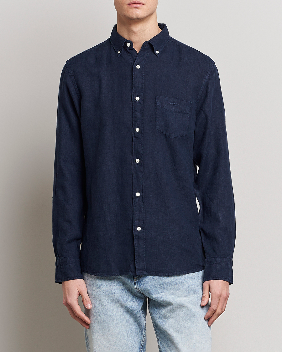 Herren |  | GANT | Regular Fit Garment Dyed Linen Shirt Marine