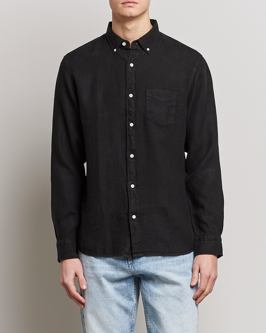 Herren | Leinenhemden | GANT | Regular Fit Garment Dyed Linen Shirt Black