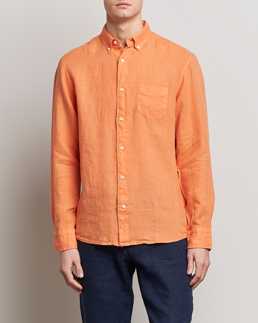 Herren |  | GANT | Regular Fit Garment Dyed Linen Shirt Apricot Orange
