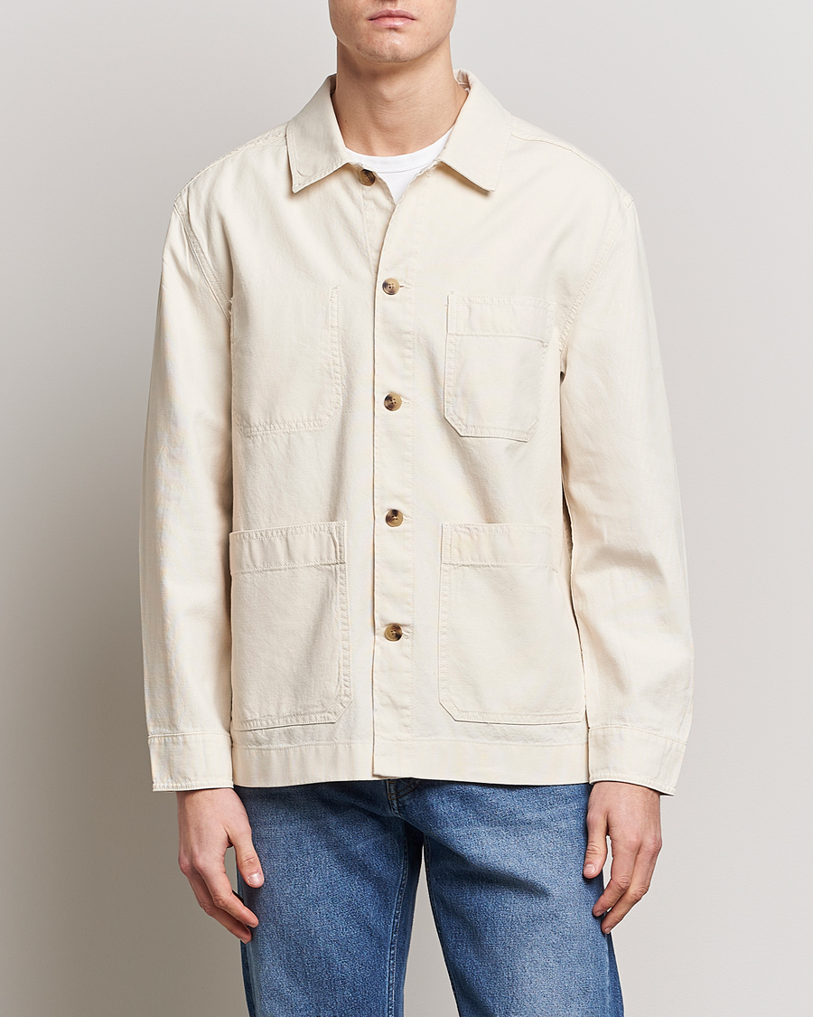 Herren | Overshirts | GANT | Garment Dyed Cotton/Linen Overshirt Ecru