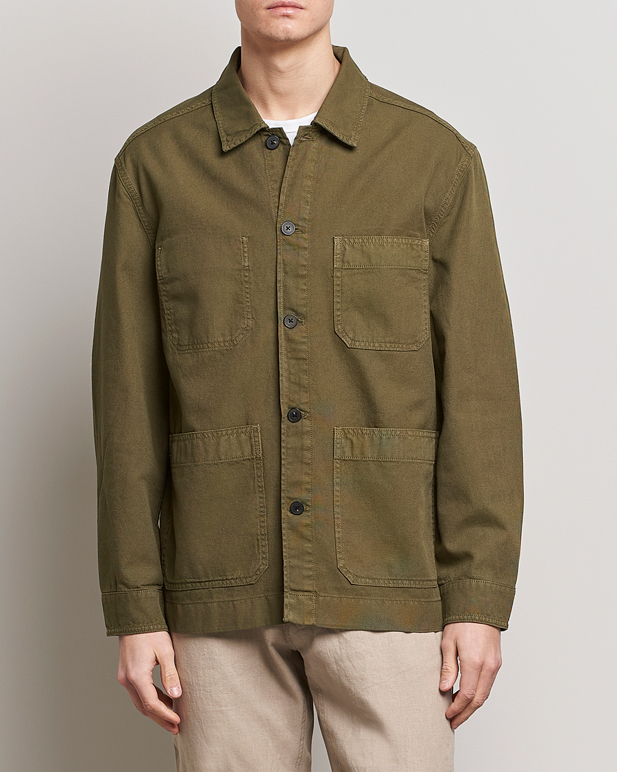 Herren | Overshirts | GANT | Garment Dyed Cotton/Linen Overshirt Racing Green