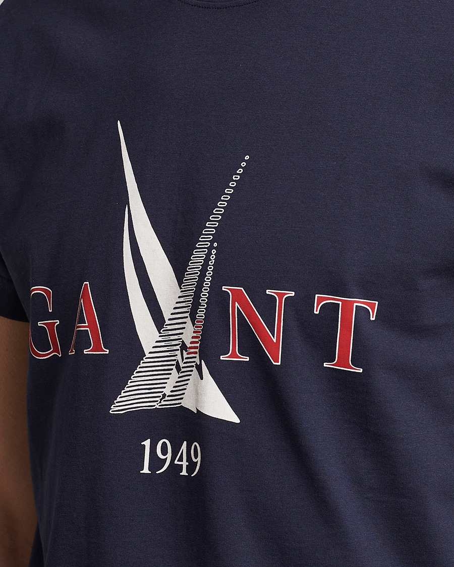 Herren | T-Shirts | GANT | Sailing Logo Crew Neck T-Shirt Evening Blue