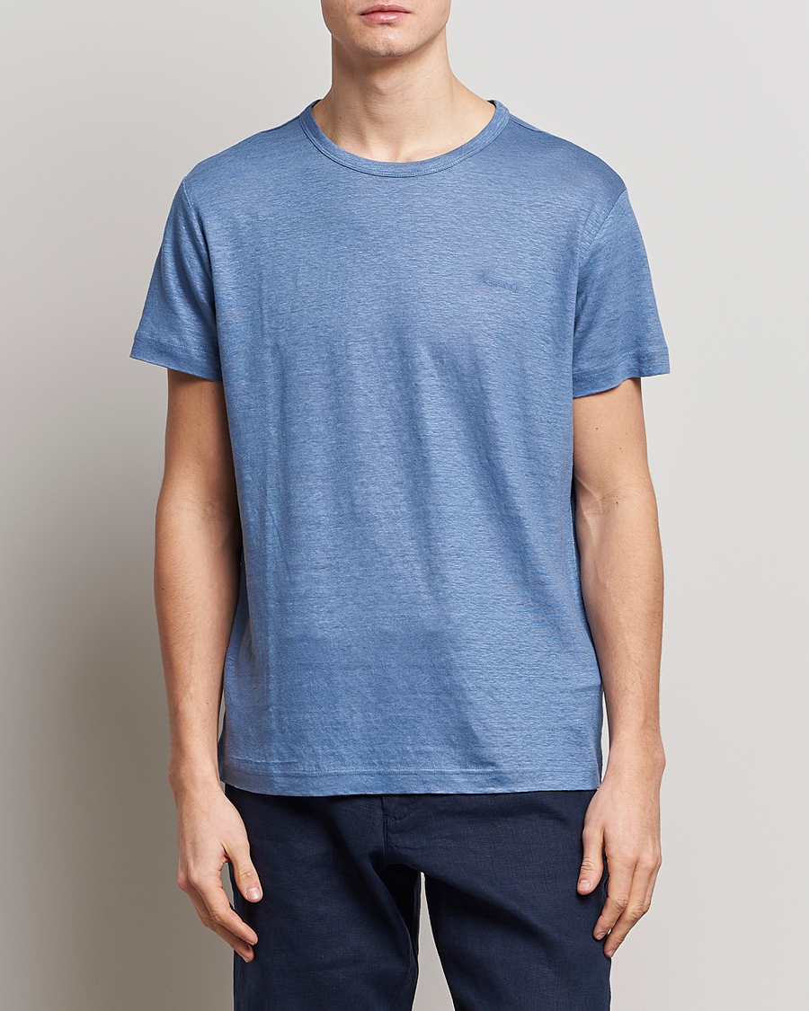 Herren |  | GANT | Cotton/Linen Crew Neck T-Shirt Salty Sea Blue