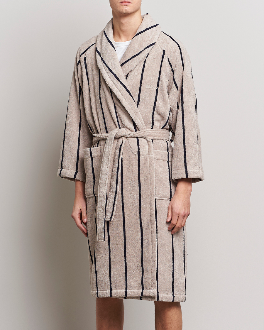 Herren | Morgenmantel | GANT | Striped Robe Putty
