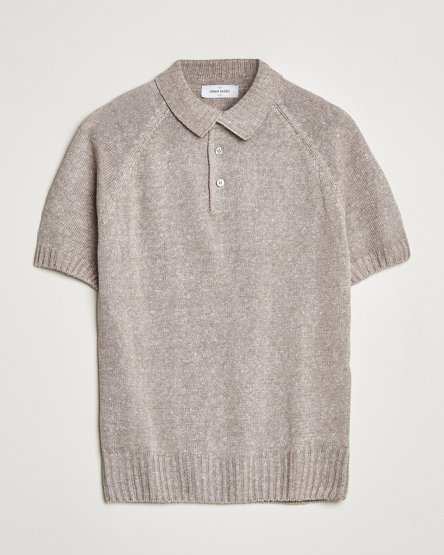 Herren | Poloshirt | Gran Sasso | Cotton/Linen Knitted Polo Beige