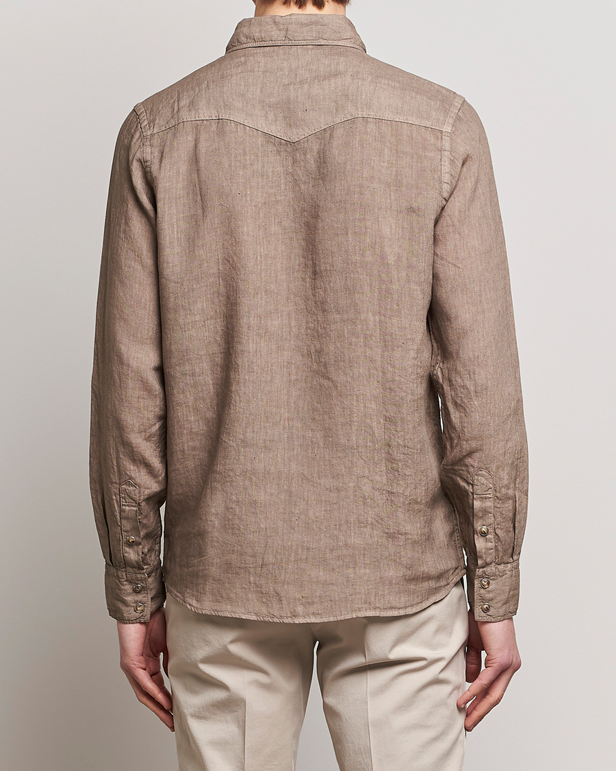 Herren | Hemden | Gran Sasso | Casual Pocket Linen Shirt Medium Brown