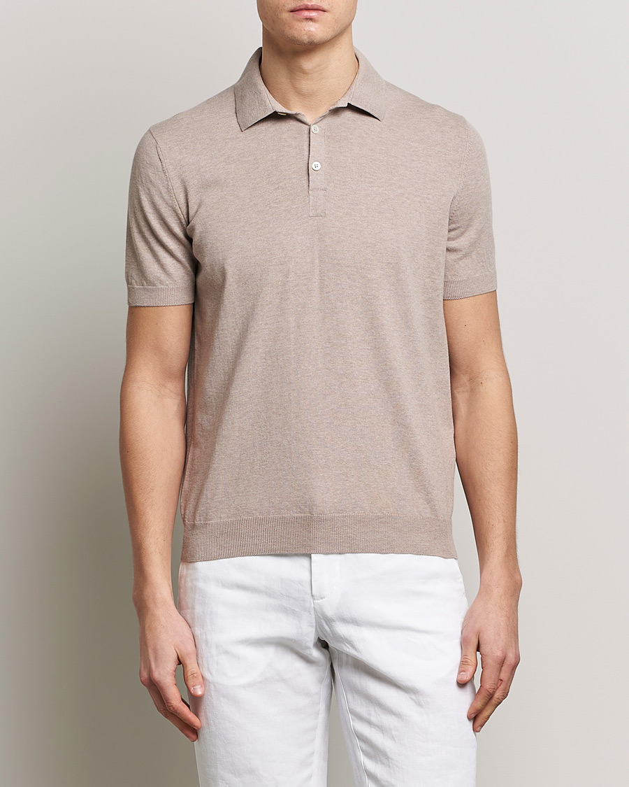 Herren | Kategorie | Gran Sasso | Cotton Knitted Polo Beige Melange