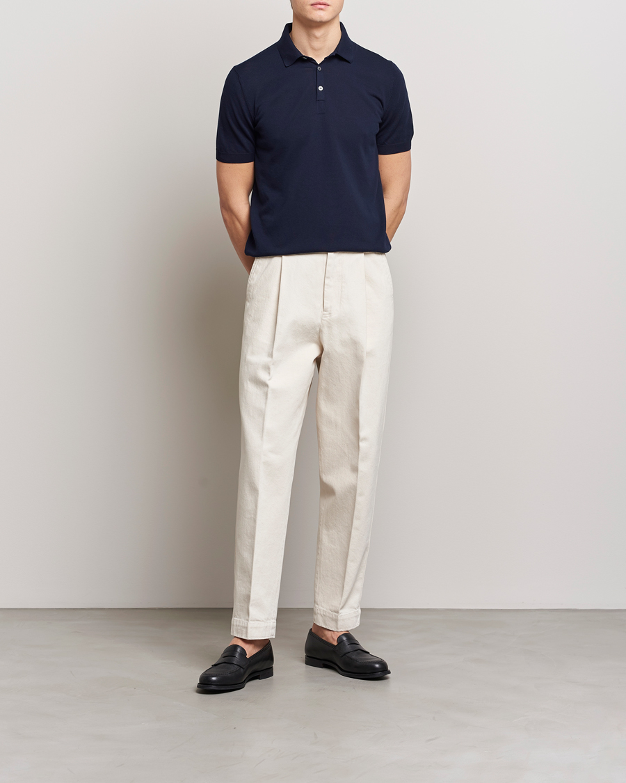 Herren | Poloshirts | Gran Sasso | Cotton Knitted Polo Navy