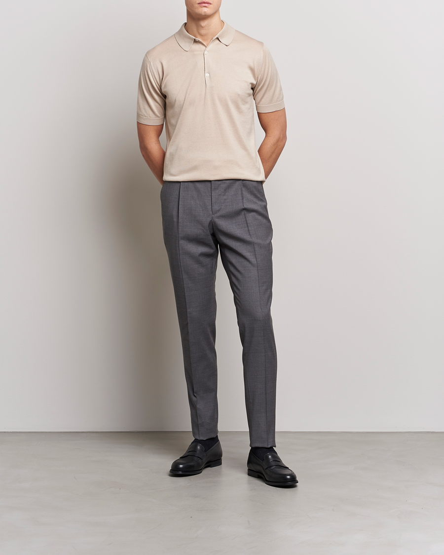 Herren | Poloshirts | John Smedley | Adrian Slim Fit Sea Island Polo Almond