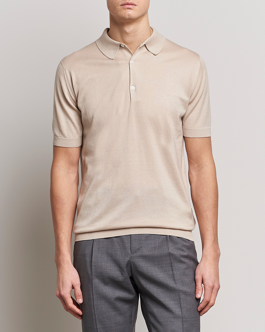 Herren | Poloshirts | John Smedley | Adrian Slim Fit Sea Island Polo Almond