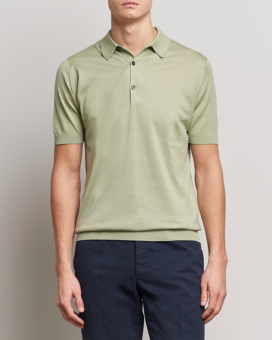 Herren | Poloshirt | John Smedley | Adrian Slim Fit Sea Island Polo Desert Green