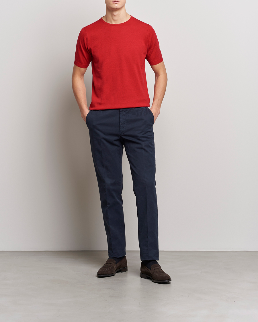 Herren | T-Shirts | John Smedley | Belden Wool/Cotton T-Shirt Ruby