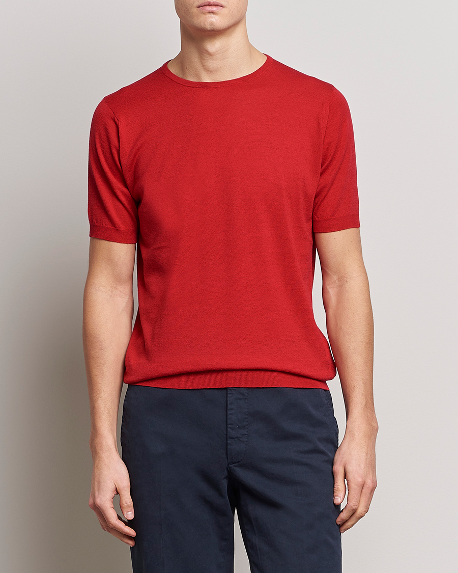 Herren |  | John Smedley | Belden Wool/Cotton T-Shirt Ruby