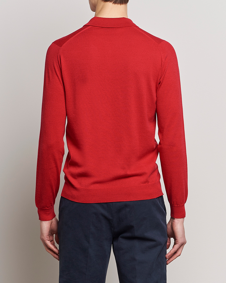 Herren | Pullover | John Smedley | Belper Wool/Cotton Polo Pullover Ruby