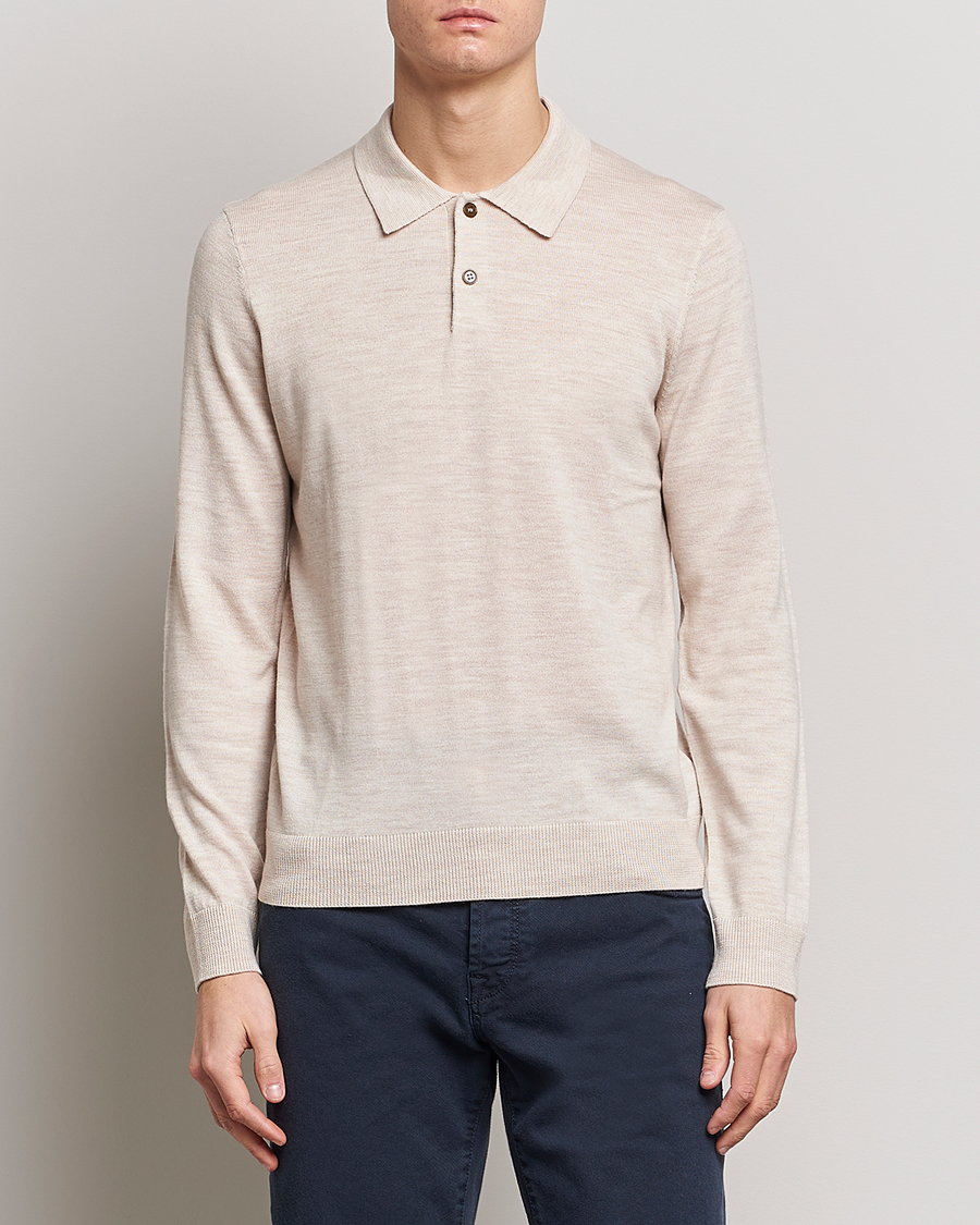 Herren |  | Morris | Merino Knitted Polo Beige