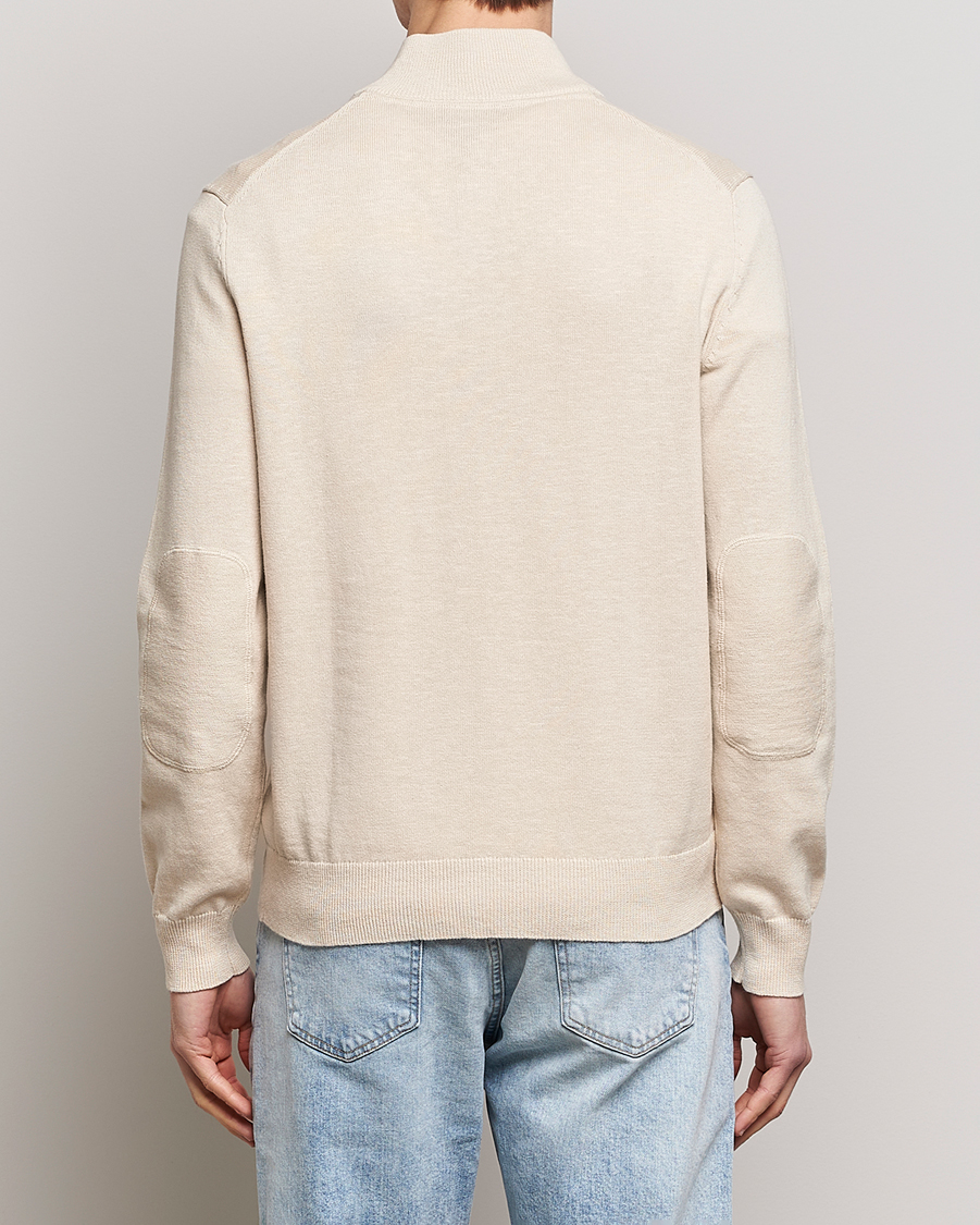 Herren | Pullover | Morris | Harold Cotton/Linen Summer Half Zip Ecru
