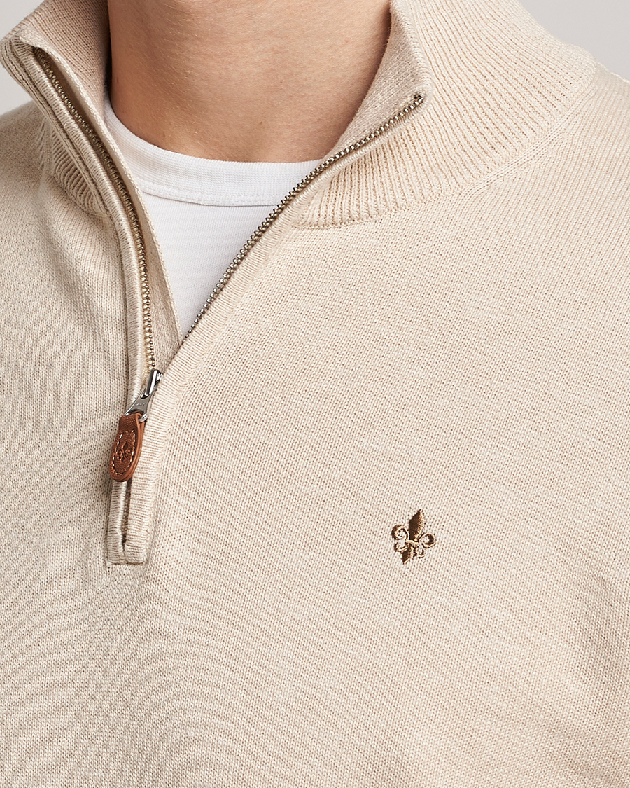 Herren | Pullover | Morris | Harold Cotton/Linen Summer Half Zip Ecru