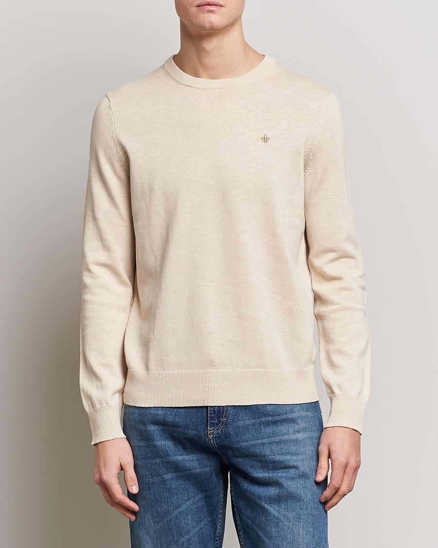 Herren | Rundausschnitt | Morris | Harold Cotton/Linen Summer Crew Neck Off White