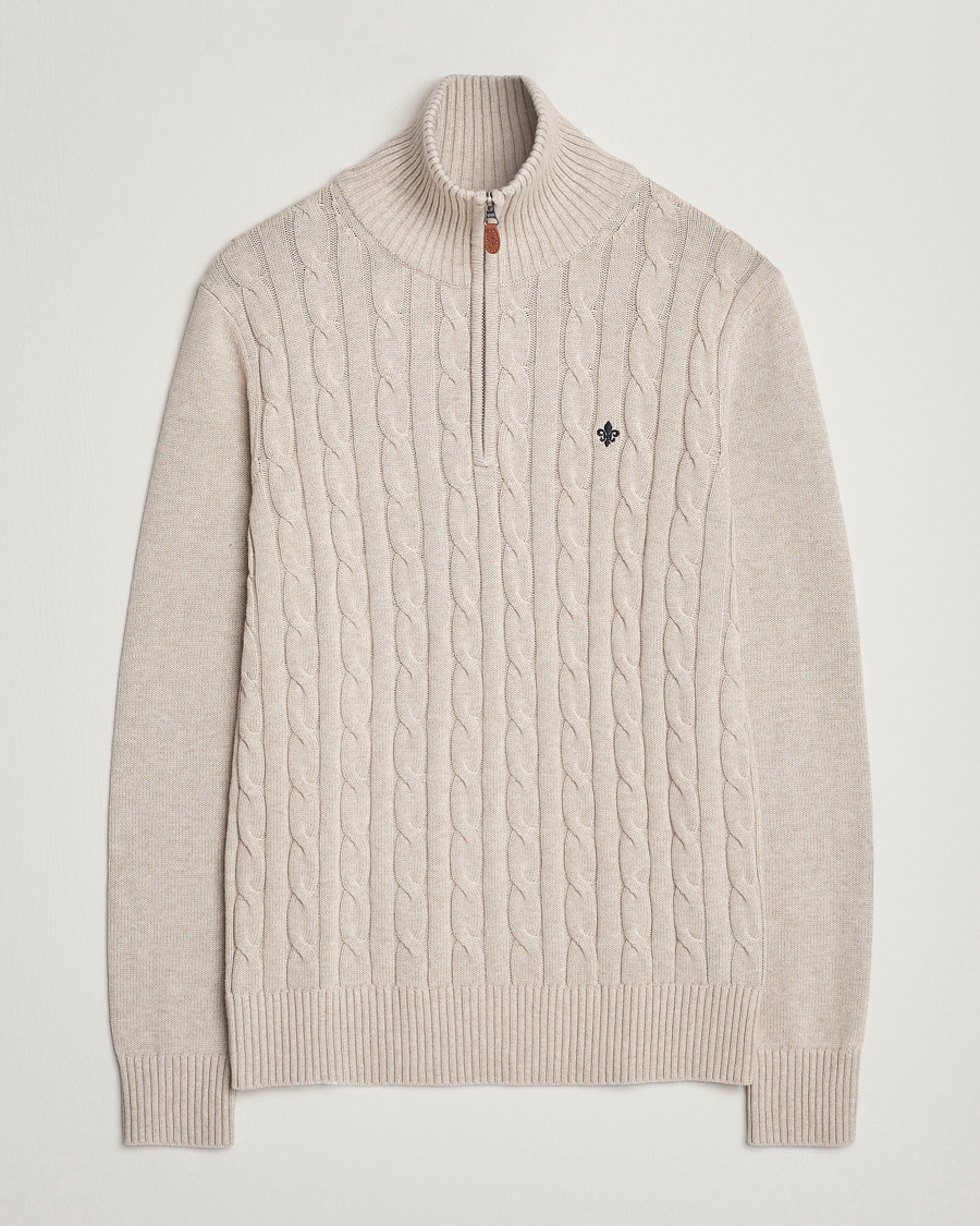 Herren | Pullover | Morris | Raymond Cable Half Zip Khaki