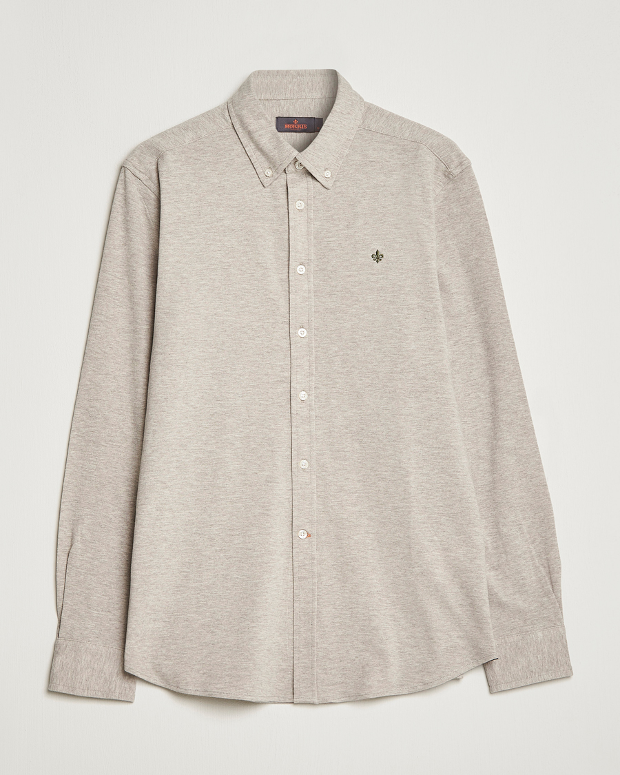 Herren | Hemden | Morris | Ivory Jersey Button Down Shirt Beige