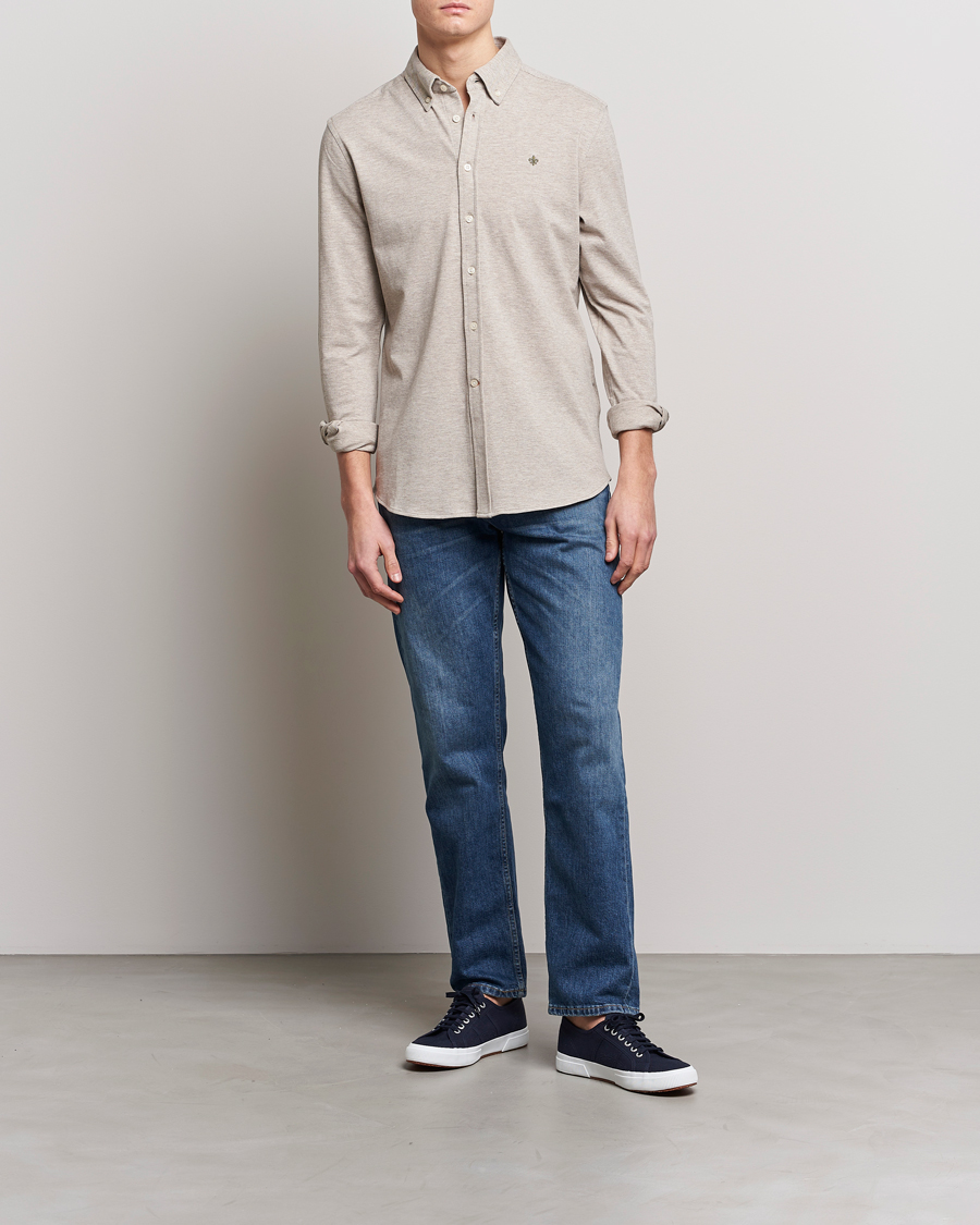 Herren | Hemden | Morris | Ivory Jersey Button Down Shirt Beige