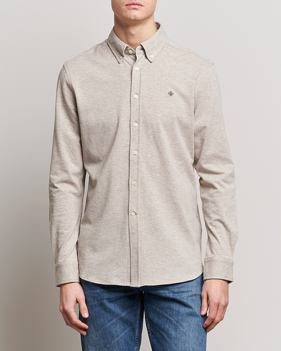 Herren | Hemden | Morris | Ivory Jersey Button Down Shirt Beige