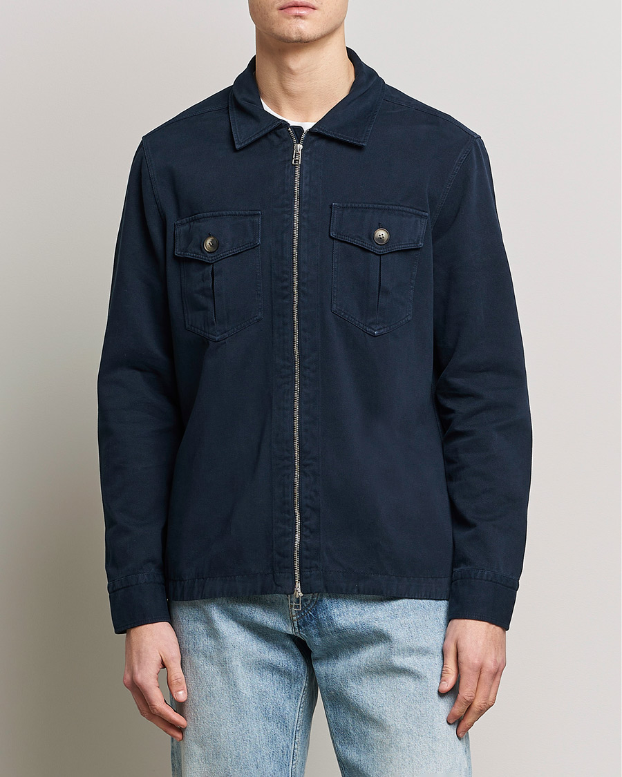 Herren | Hemden | Morris | Brayden Zip Overshirt Old Blue