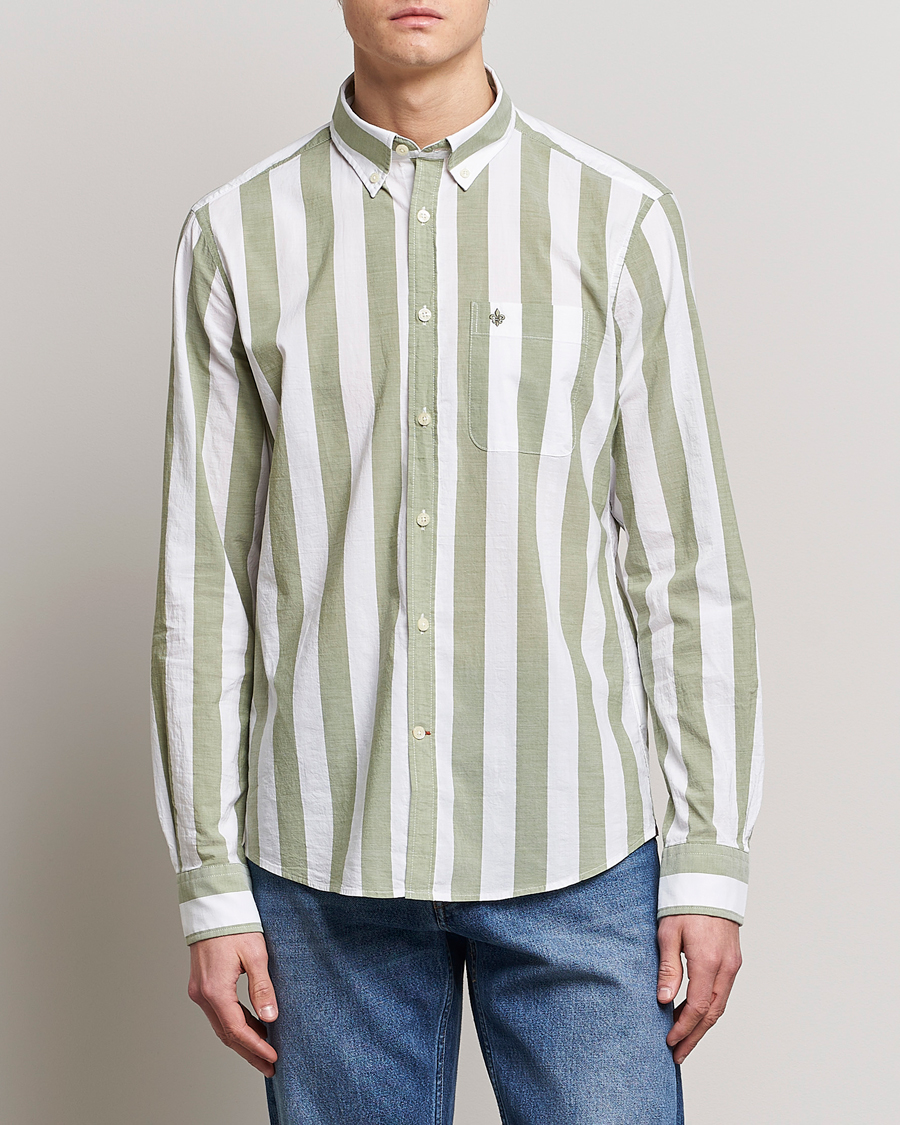 Herren | Hemden | Morris | Cotton Blockstripe Button Down Shirt Green/White