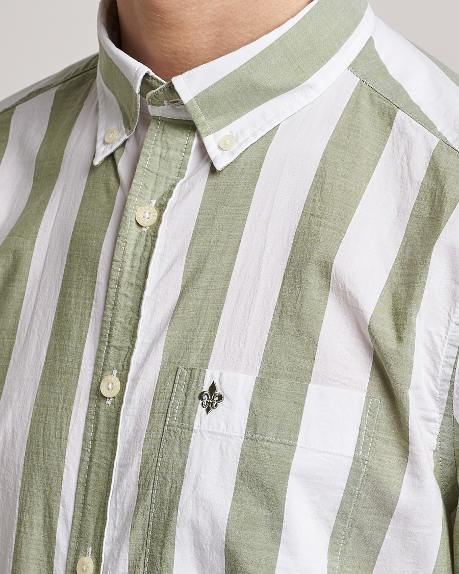 Herren | Hemden | Morris | Cotton Blockstripe Button Down Shirt Green/White