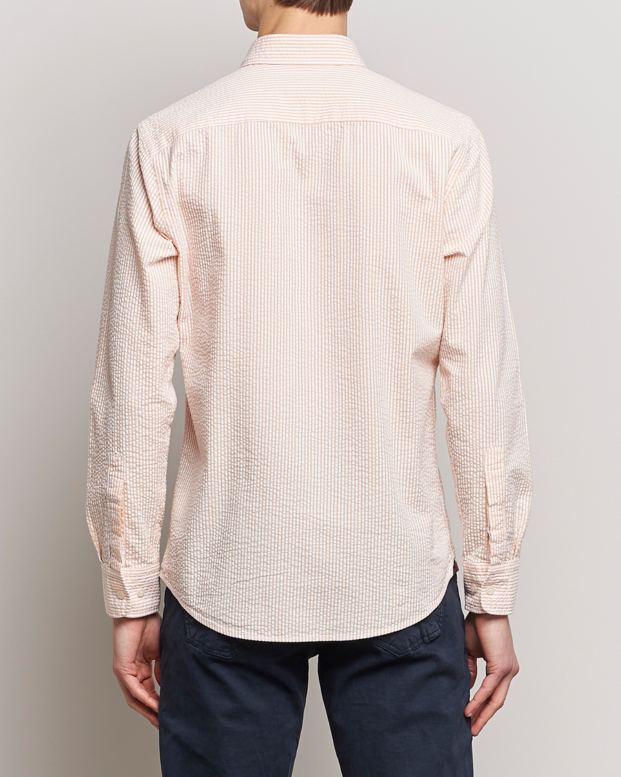 Herren | Hemden | Morris | Seersucker Button Down Shirt Orange/White