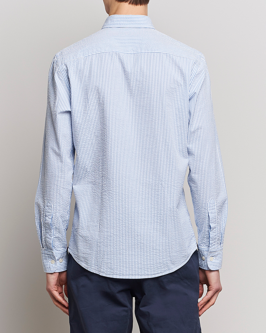 Herren | Hemden | Morris | Seersucker Button Down Shirt Light Blue/White