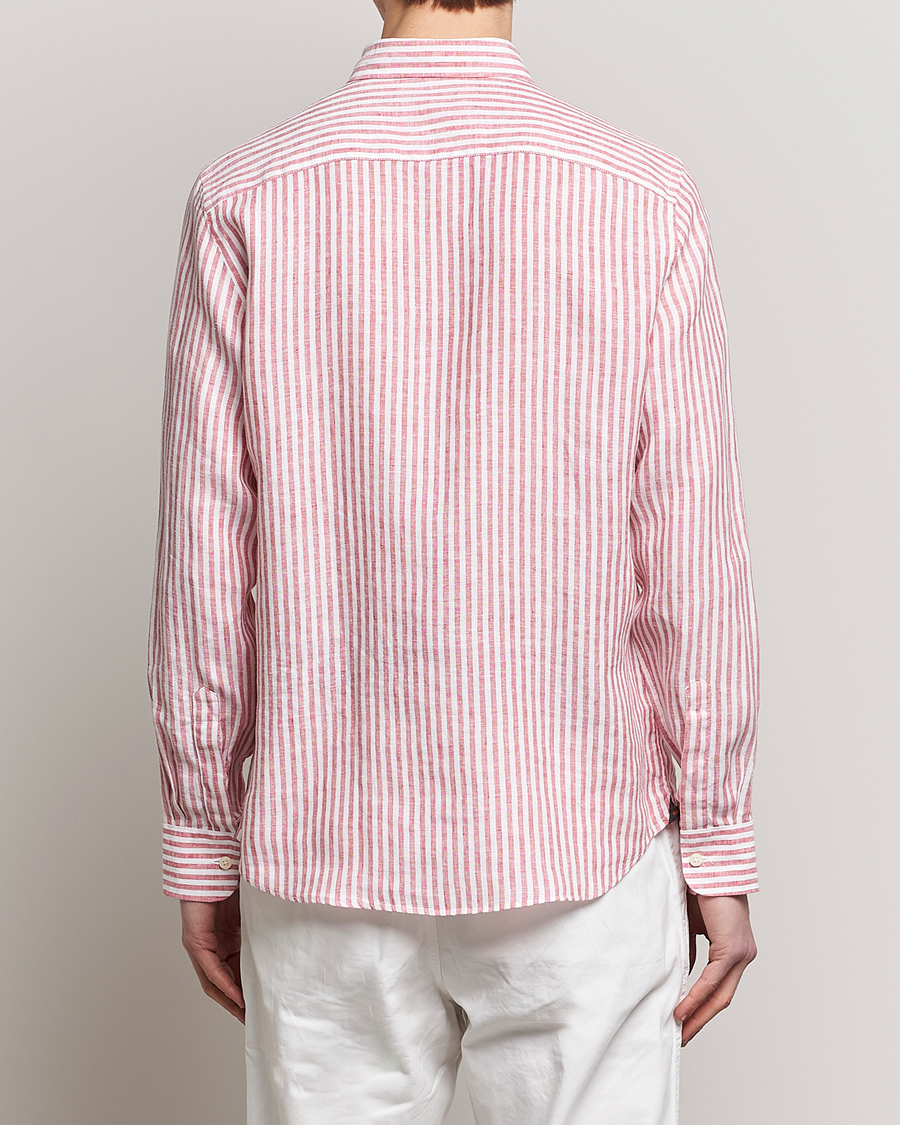 Herren | Hemden | Morris | Douglas Linen Button Down Striped Shirt Orange/White
