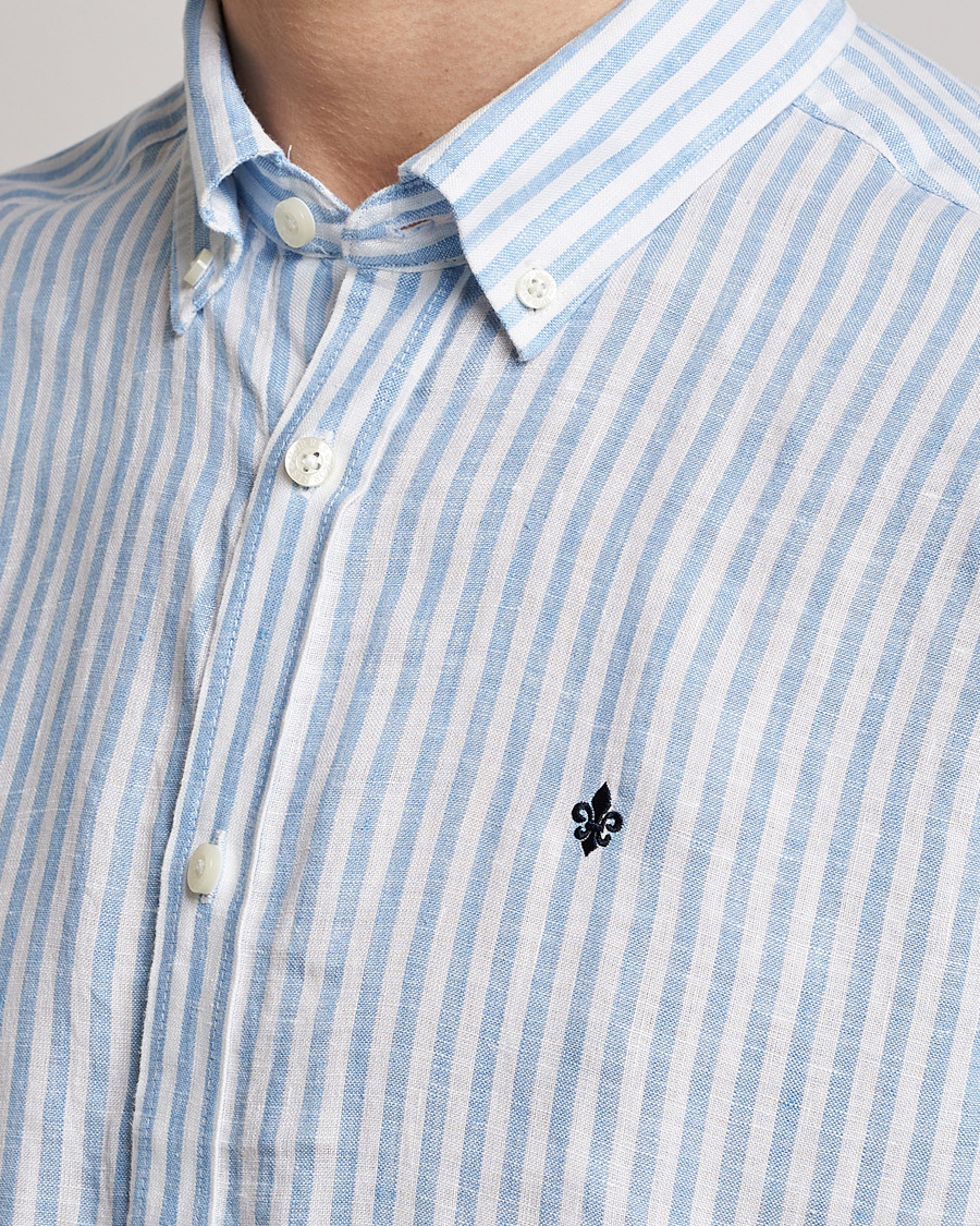 Herren | Hemden | Morris | Douglas Linen Button Down Striped Shirt Blue/White