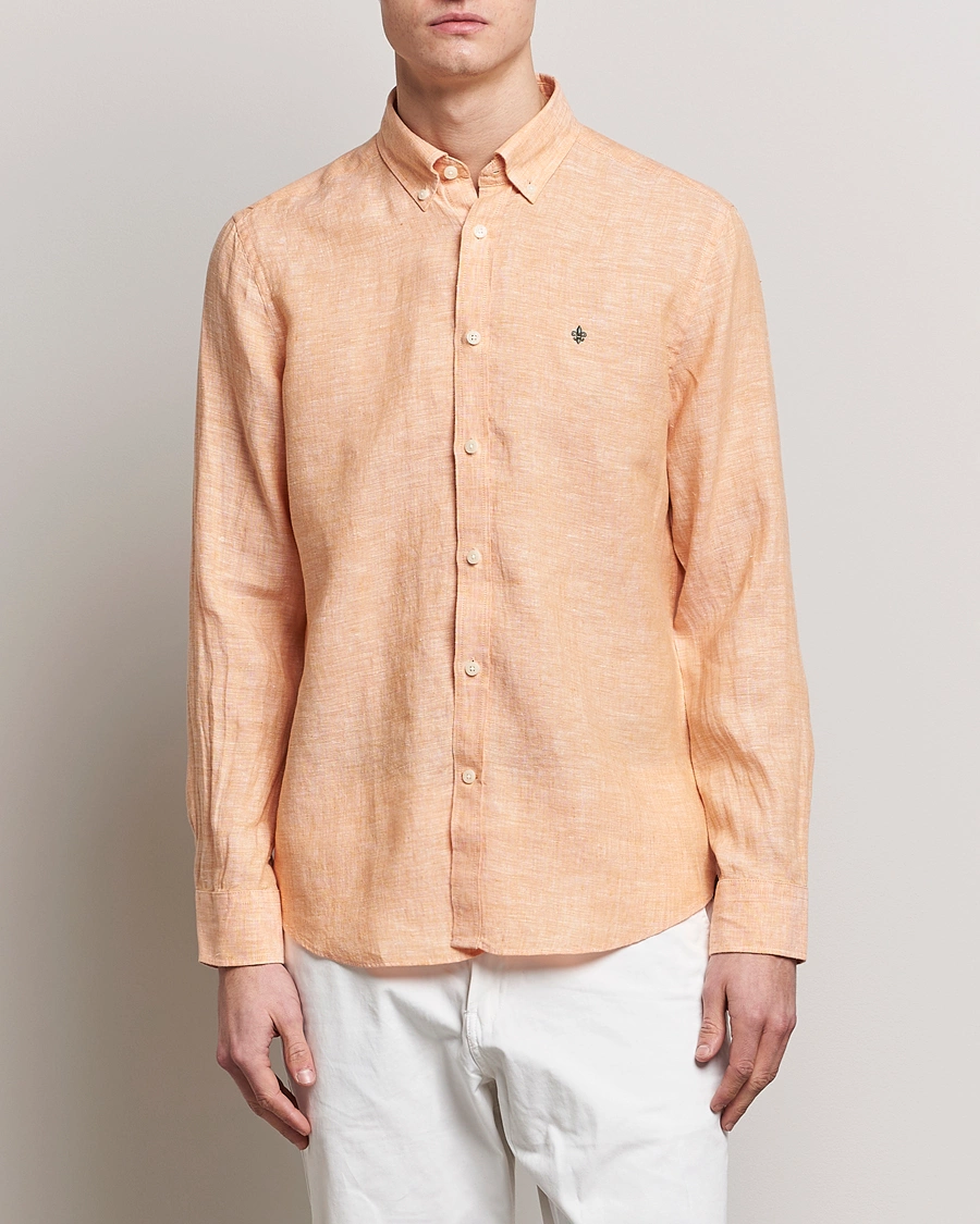 Herren |  | Morris | Douglas Linen Button Down Shirt Orange