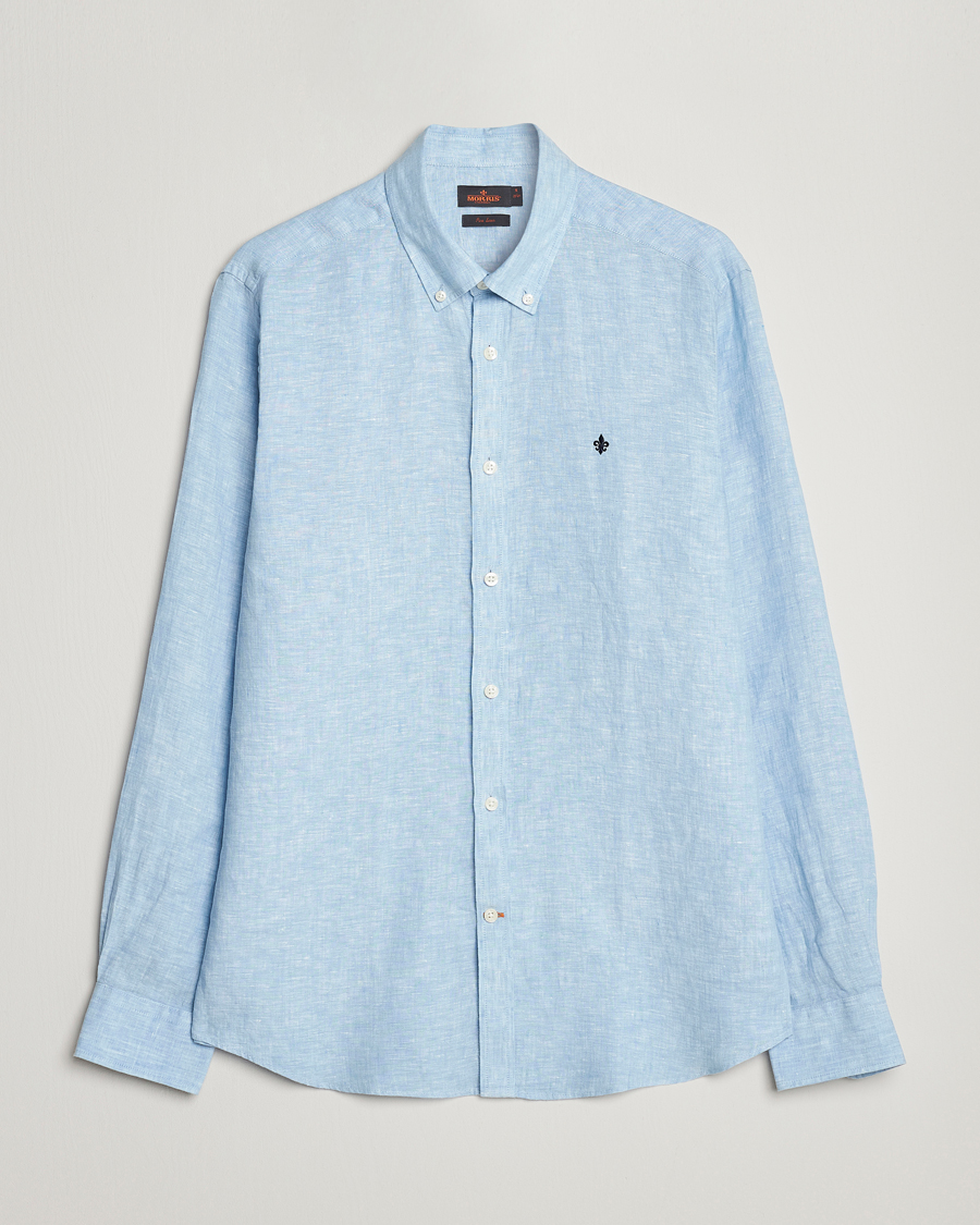 Herren | Hemden | Morris | Douglas Linen Button Down Shirt Light Blue