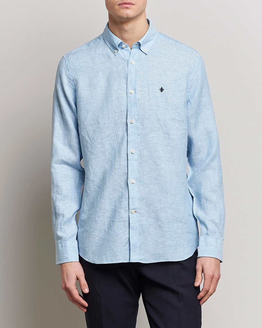 Herren | The Linen Lifestyle | Morris | Douglas Linen Button Down Shirt Light Blue