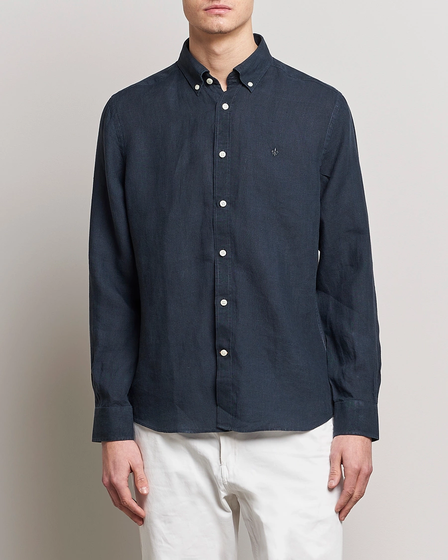 Herren | Hemden | Morris | Douglas Linen Button Down Shirt Navy